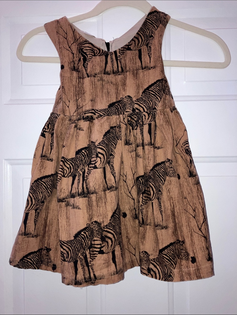 Little Jema Tan brown zebra print dress girls Sz 3-4 Made in South Africa